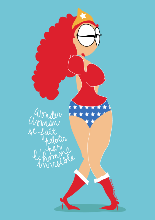 affiche wonder woman dessin humour super heros